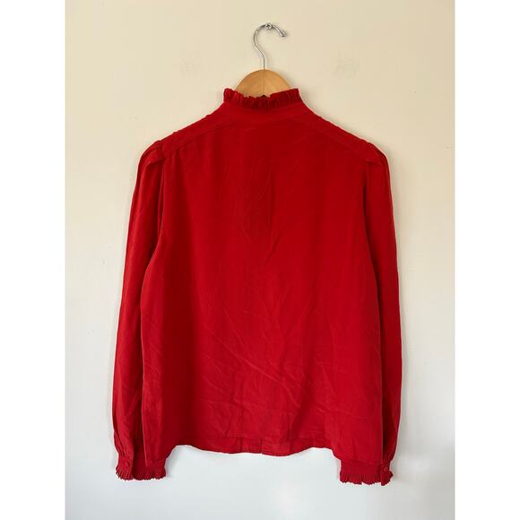 Zadig & Voltaire NWT Deluxe Taccora silk blouse red size S ruffles - Picture 3 of 13